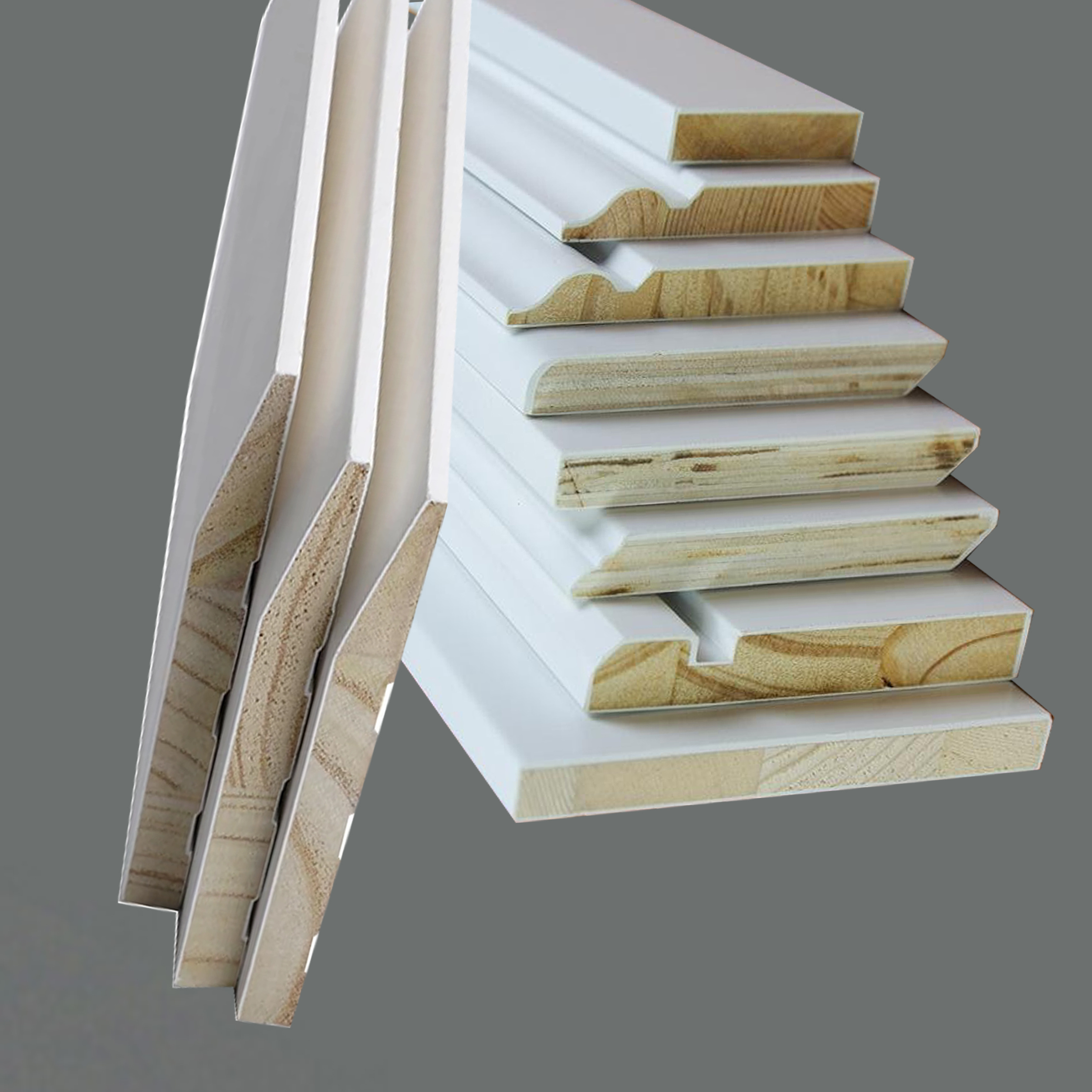 Wholesale Solid Wood Radiata Pine Baseboard Manufacturer And Factory Factory Price White Primed Cornice Moulding Crown Molding