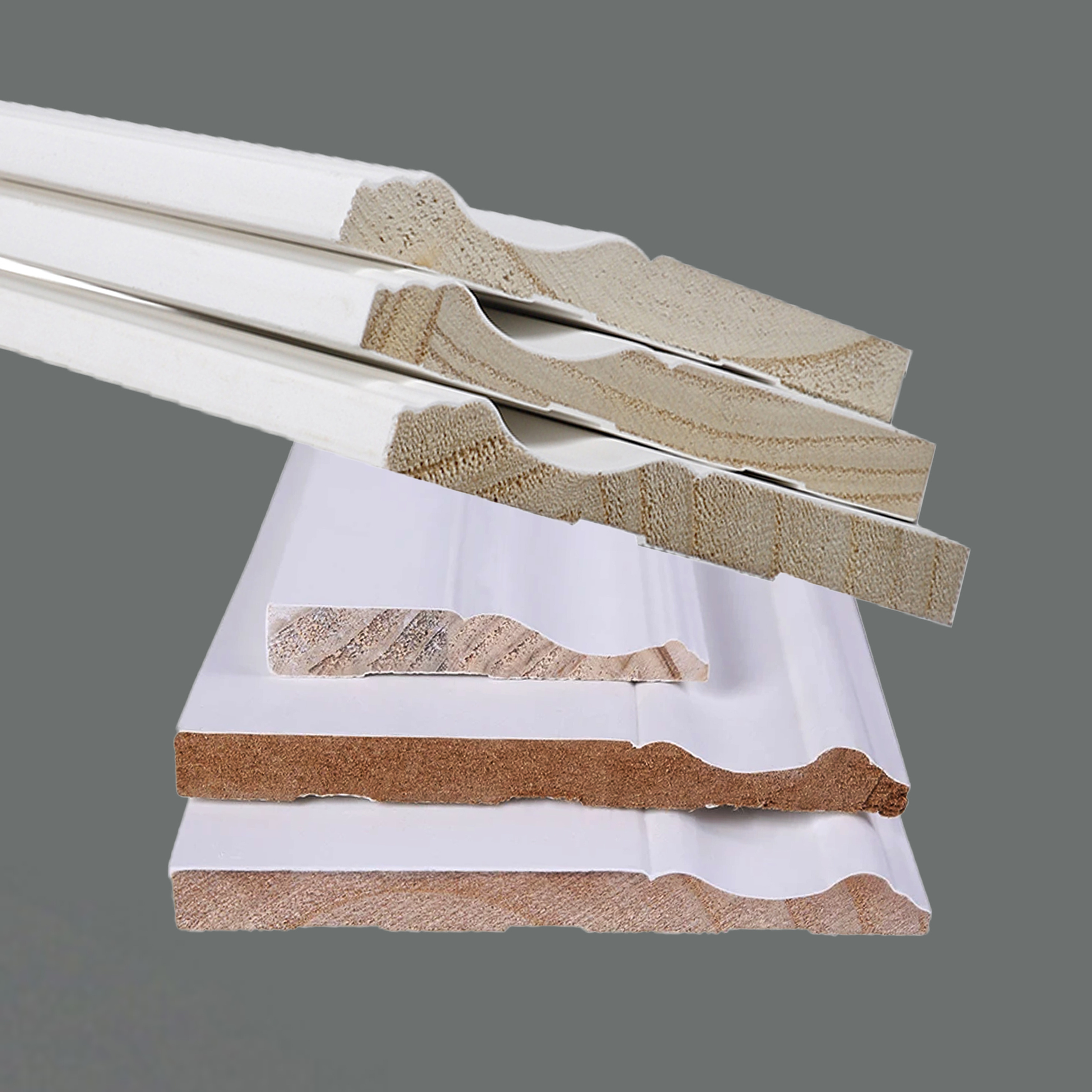 Wholesale Solid Wood Radiata Pine Baseboard Manufacturer And Factory Factory Price White Primed Cornice Moulding Crown Molding