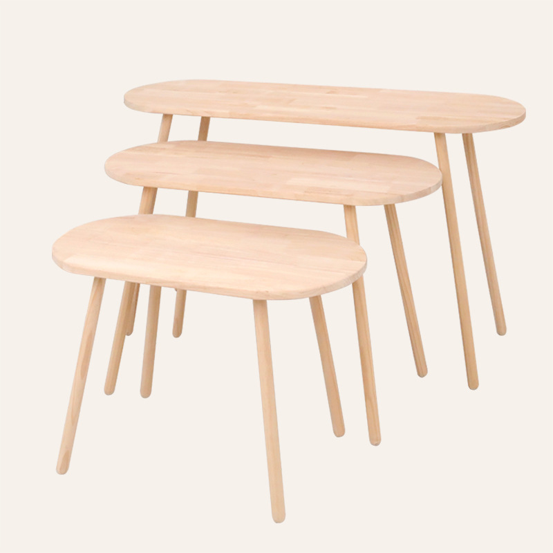 Children's Clothes Store Solid Wood Display Oval Console Shape Table Shoe Bag Showcase Rack Tables