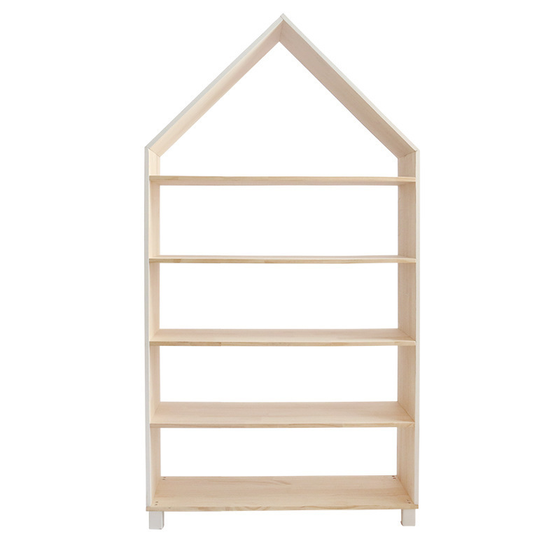 Five Layers Nordic Style Solid Wood Home Furniture Bookcase Toys Storage Bedroom Rack Commodity Shelf