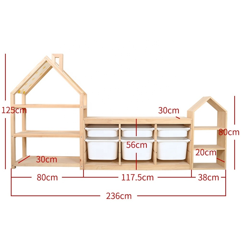 Home Kindergarten Kids Room Furniture Solid Wood Book Shelves Toys Storage Cabinets Set Group