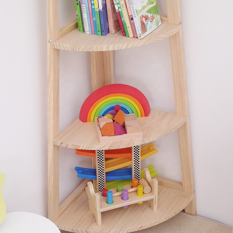 Wooden Living Room Furniture Kids' Room Corner Storage 5 Tiers Shelves Flower INS Household Study Corner Arrangement Racks Wood