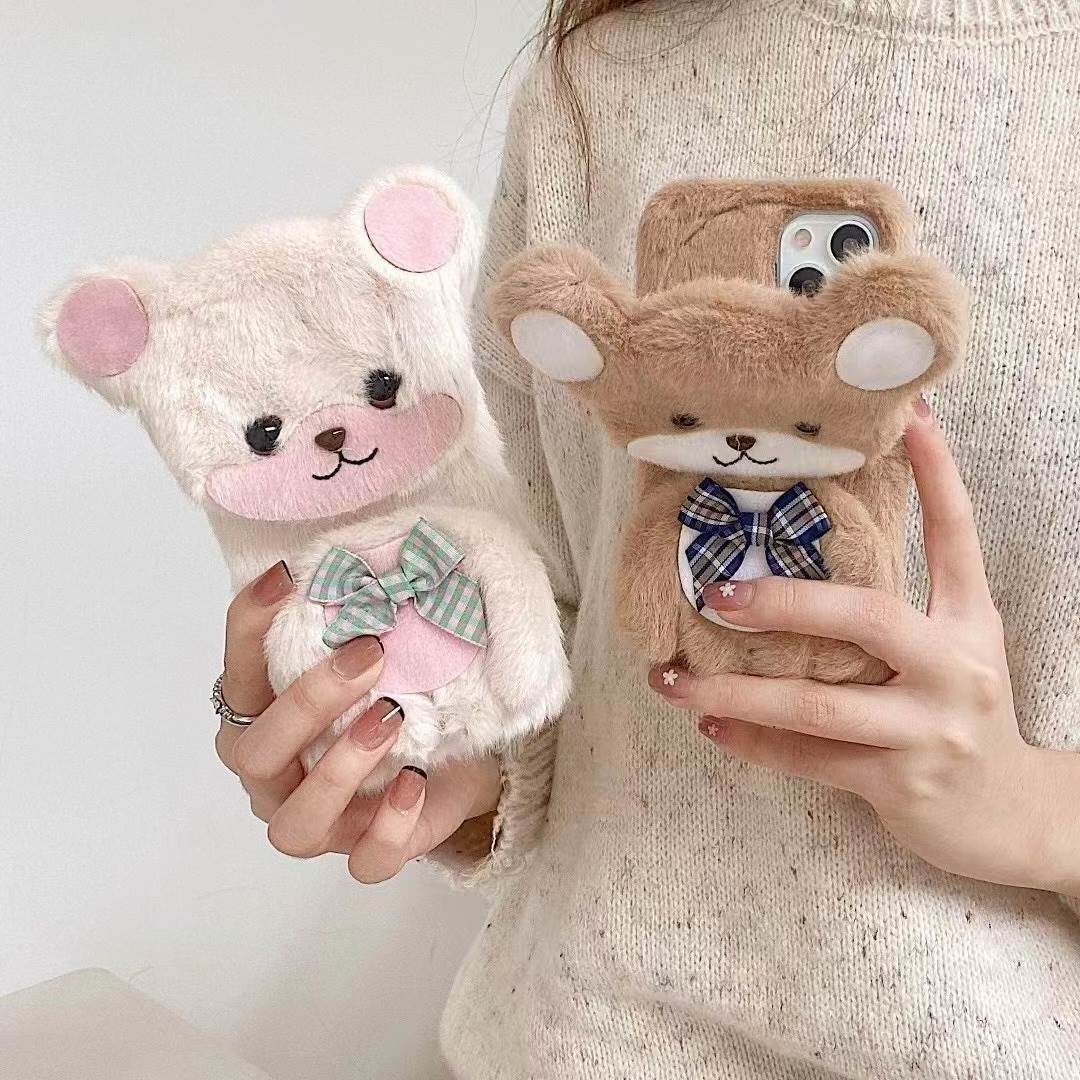 Wholesale fluffy doll Custom Designers Mobile Phone Case Cover Silicon Phone Case For Iphone Xs Xr X 6 7 8 Plus 13 Pro Max