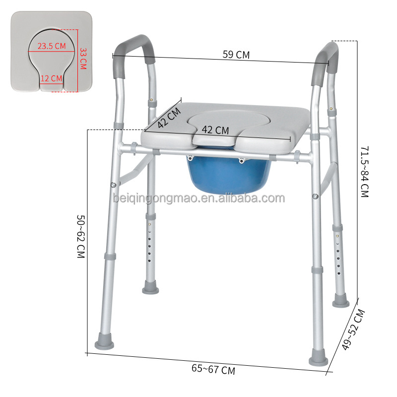 BQ7005D  Stand Alone Toilet Safety Rail, Raised toilet seat with handle Toilet Safety Frame for Elderly, Handicap and Disabled