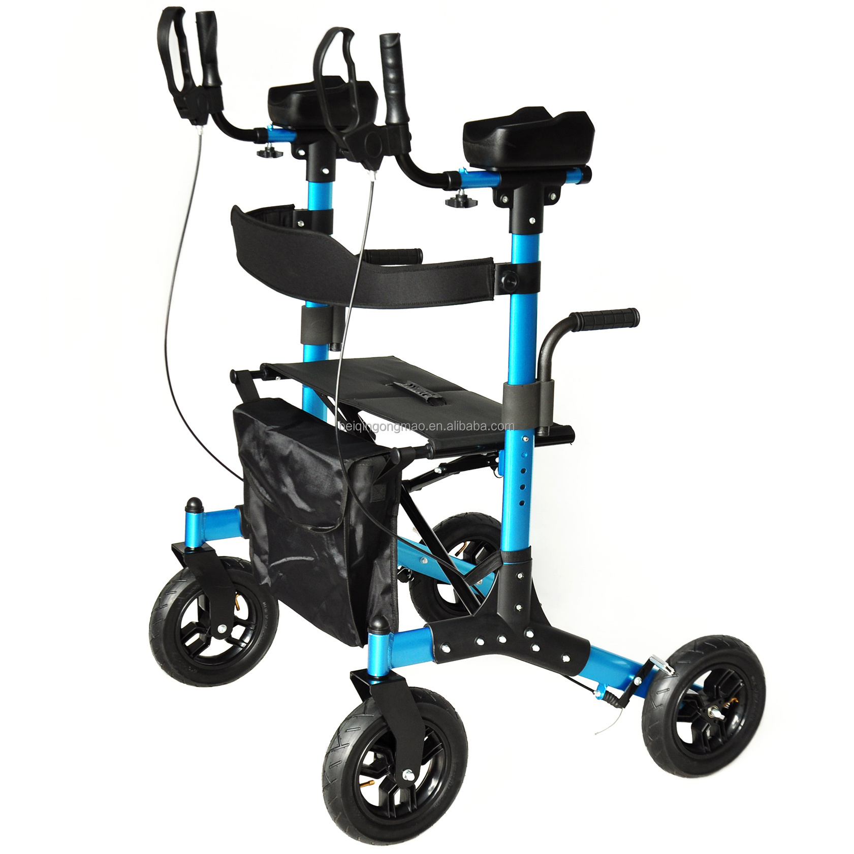 Foldable Outdoor Rollator Walker for Seniors with Pneumatic Tires