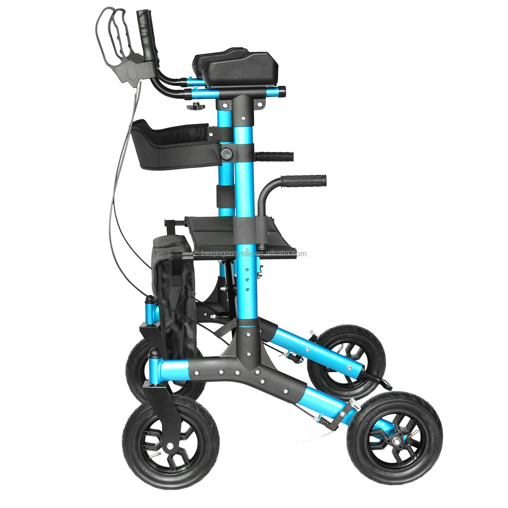 Foldable Outdoor Rollator Walker for Seniors with Pneumatic Tires