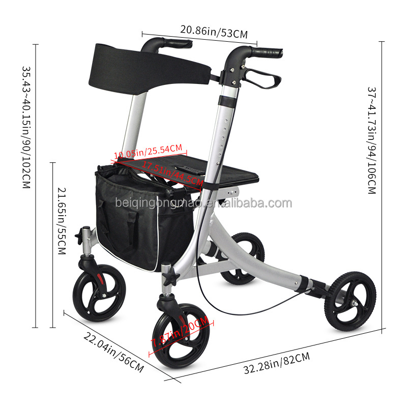 BQ1005E Professional New Olderly Walking Aids  Folding Portable Rollator Walker adult walker With Soft Seat