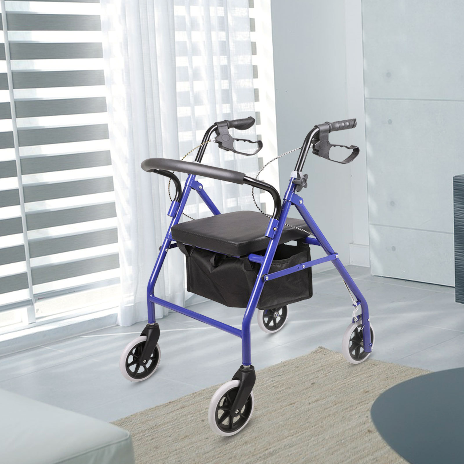 2023 China Heavy Duty Upright Walker Bariatric Stand Up Rollator Walker with Extra Wide Padded Seat & Backrest