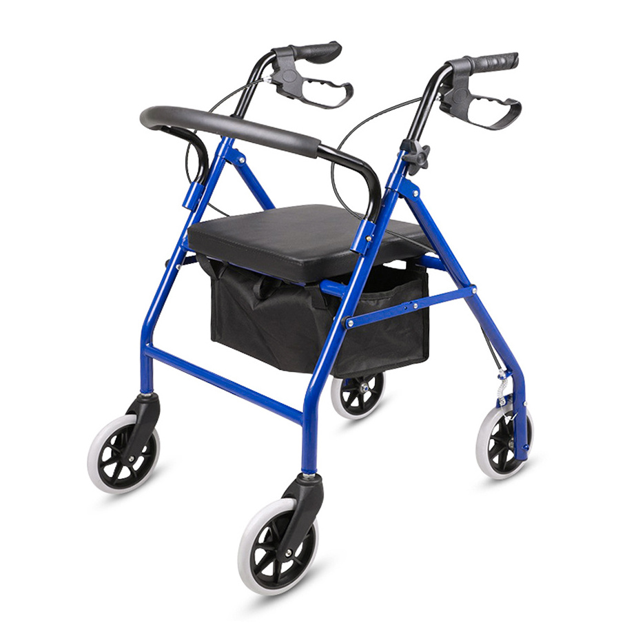 2023 China Heavy Duty Upright Walker Bariatric Stand Up Rollator Walker with Extra Wide Padded Seat & Backrest