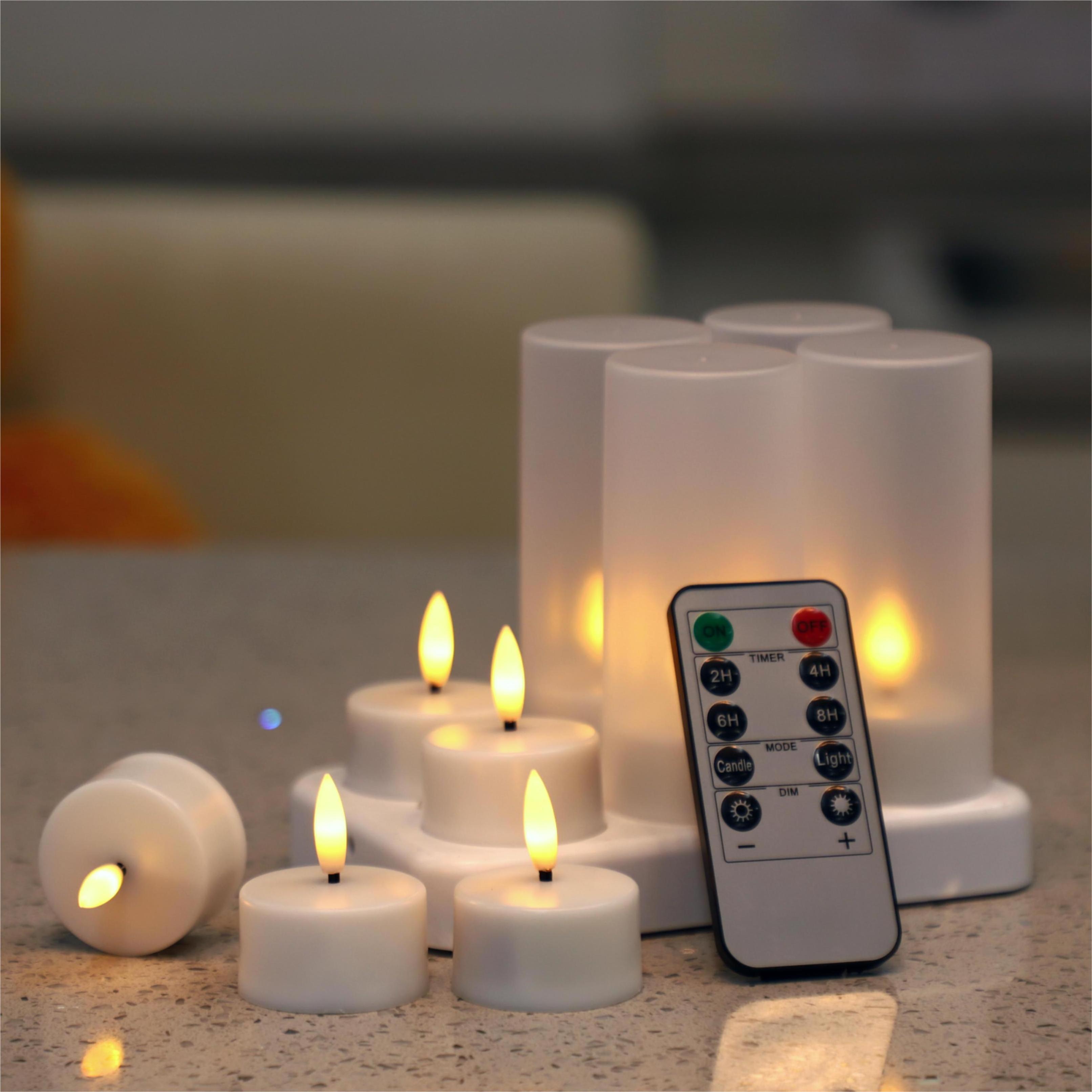 Wholesale Home Warm Light Set Of 6 3D Real Flameless USB Cable Charging Rechargeable LED Tea Light Candle