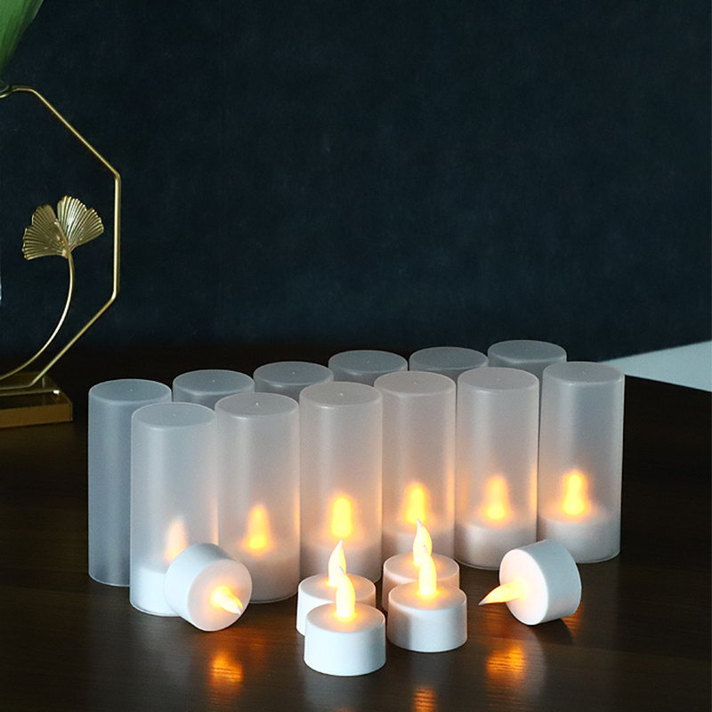 CE ROHS 12pcs 3D Real Flame Remote Control  Fickering Flameless Rechargeable Led Tea Light Candles