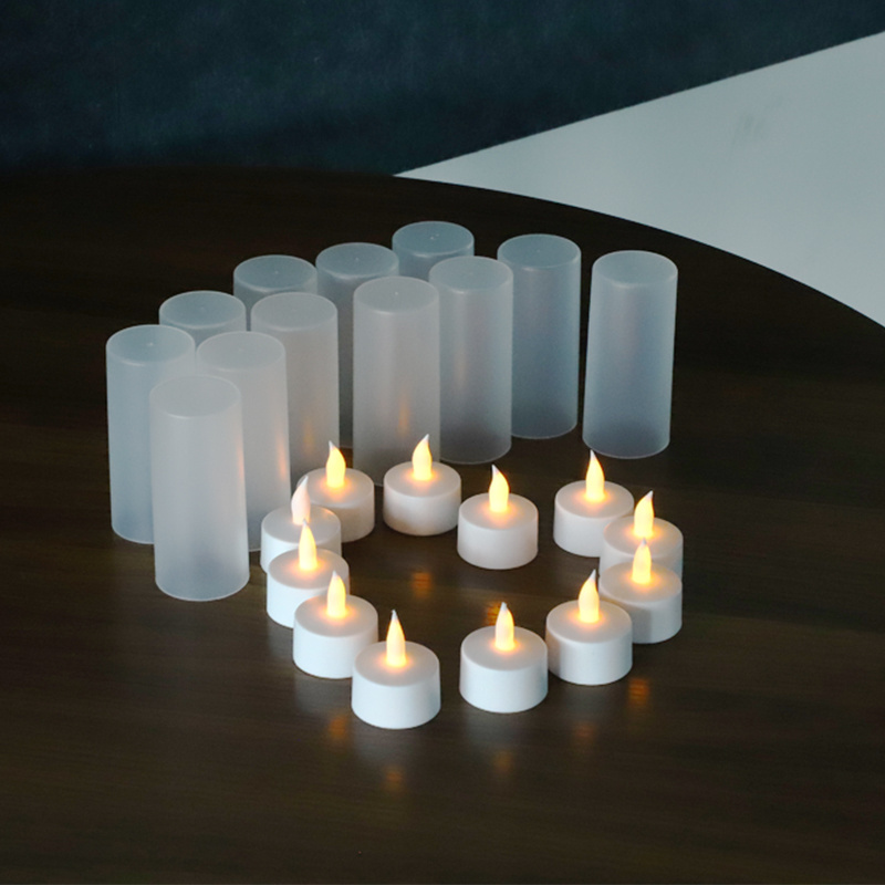 CE ROHS 12pcs 3D Real Flame Remote Control  Fickering Flameless Rechargeable Led Tea Light Candles