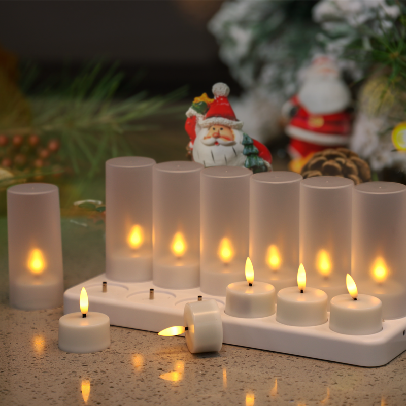 12pcs Remote Control 3D Black Wick Flickering Flameless Wedding Table Rechargeable Led Tea Light Candles Tealight