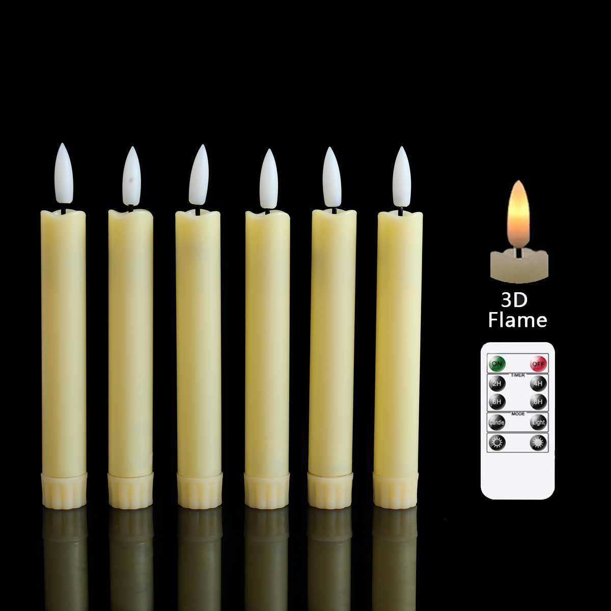 Hot Sale Set-6 Led Taper Candle With Remote Control Flameless Mini Thin Taper Led Candle