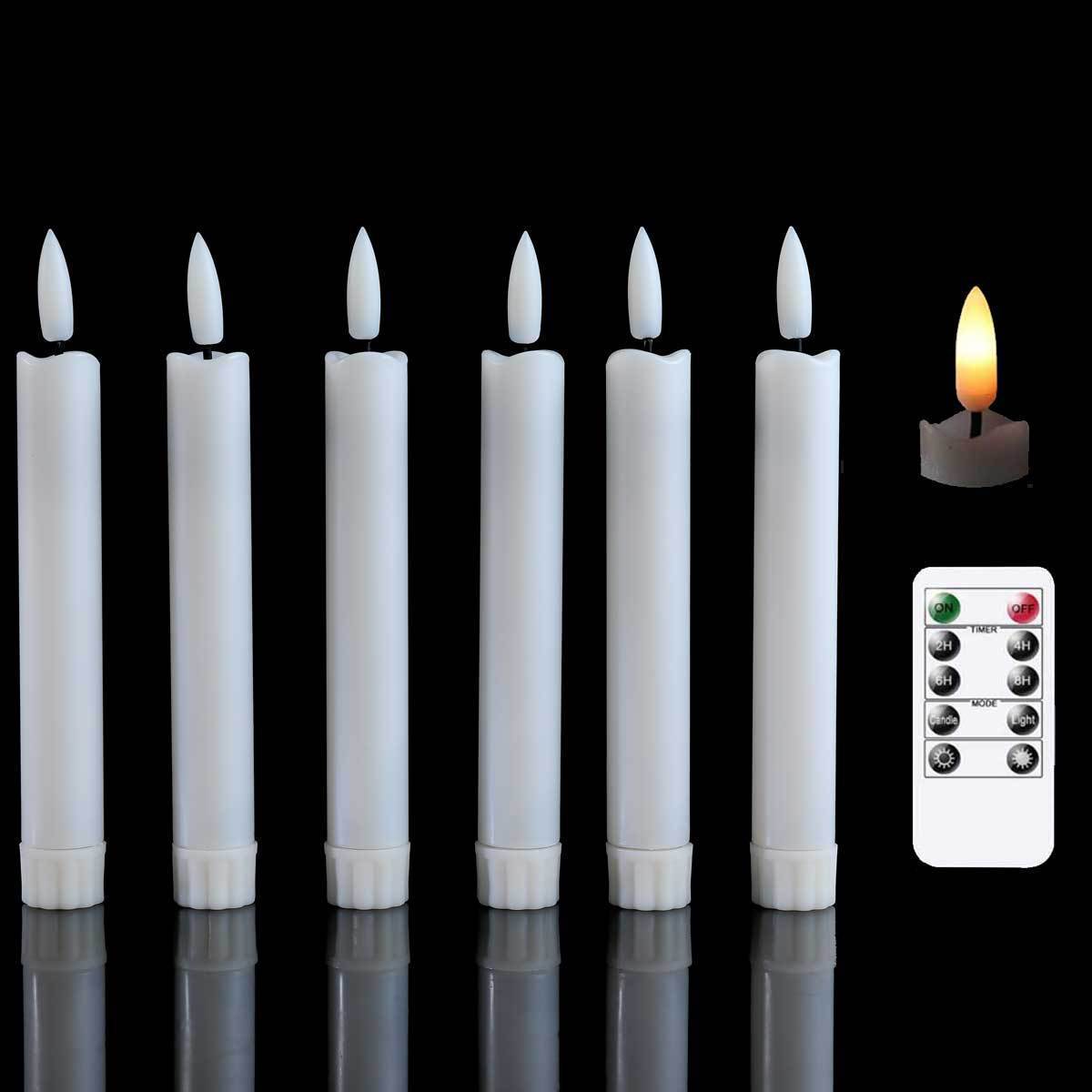 Hot Sale Set-6 Led Taper Candle With Remote Control Flameless Mini Thin Taper Led Candle