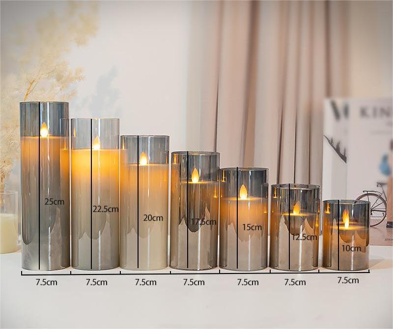 Battery Operated 3D Real Flame Wax + Glass Led Flameless Flicking Candles Wedding Favor Party Table Decoration