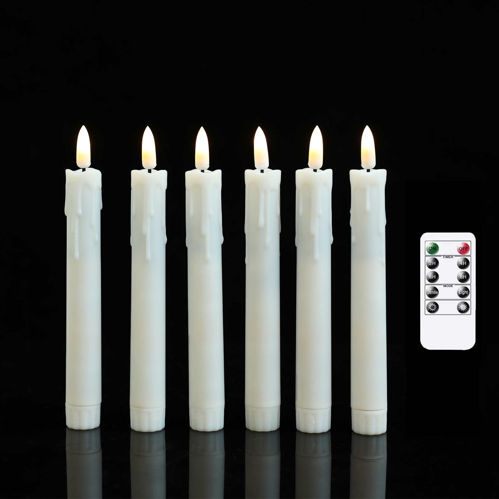 Hot Sale Set-6 Led Taper Candle With Remote Control Flameless Mini Thin Taper Led Candle