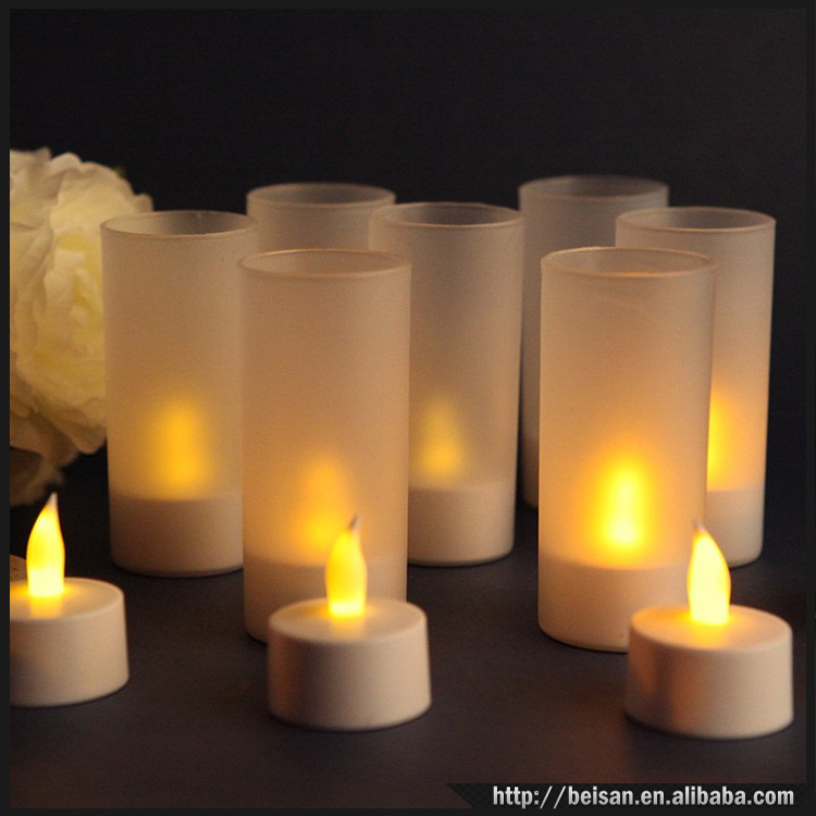 12pcs/set Flameless Tea Light Candles Tealight Set Flickering Dinner Light Rechargeable Led Candle