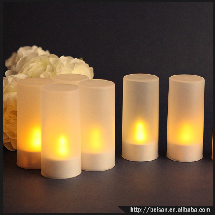 12pcs/set Flameless Tea Light Candles Tealight Set Flickering Dinner Light Rechargeable Led Candle