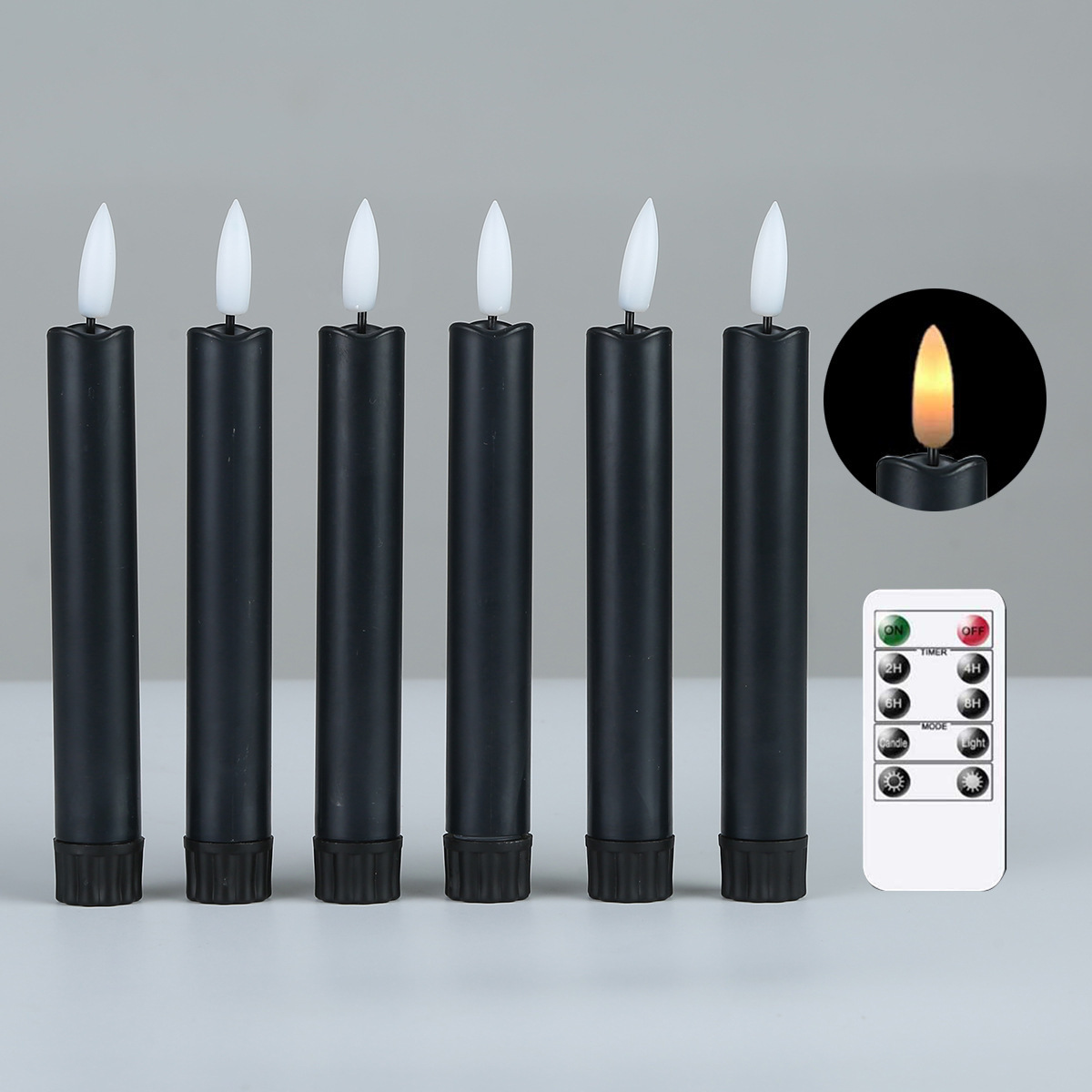 Hot Sale Set-6 Led Taper Candle With Remote Control Flameless Mini Thin Taper Led Candle