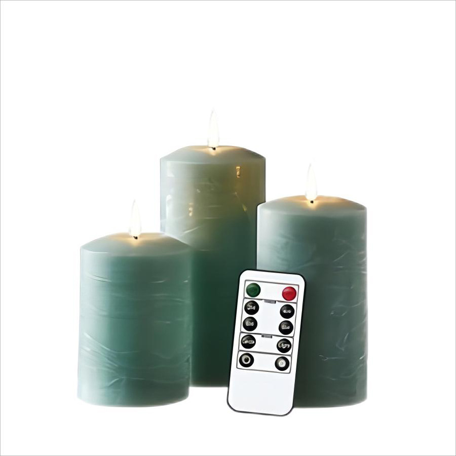 Remote Control Personalized Color Rustic Textured Fake Votive 3D Wick Real Wax flickering Flameless LED Pillar Candles