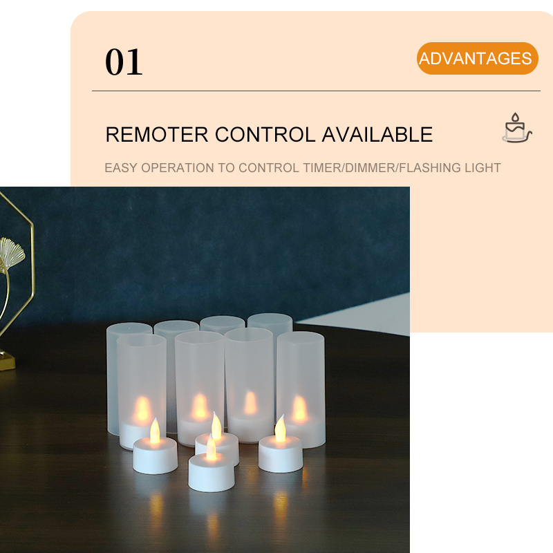 New Arrival Ultra Long Working Time CE ROHS Remote Control Set Of 8 Fickering USB Rechargeable Led Flameless Tealight Candles