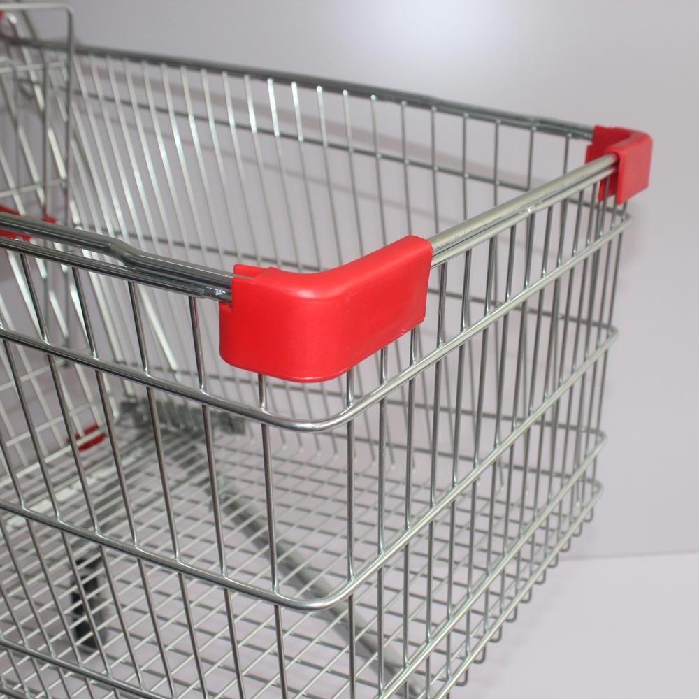 High Quality Steel Bar Metal Foldable Shopping Supermarket Trolley With Four Wheel