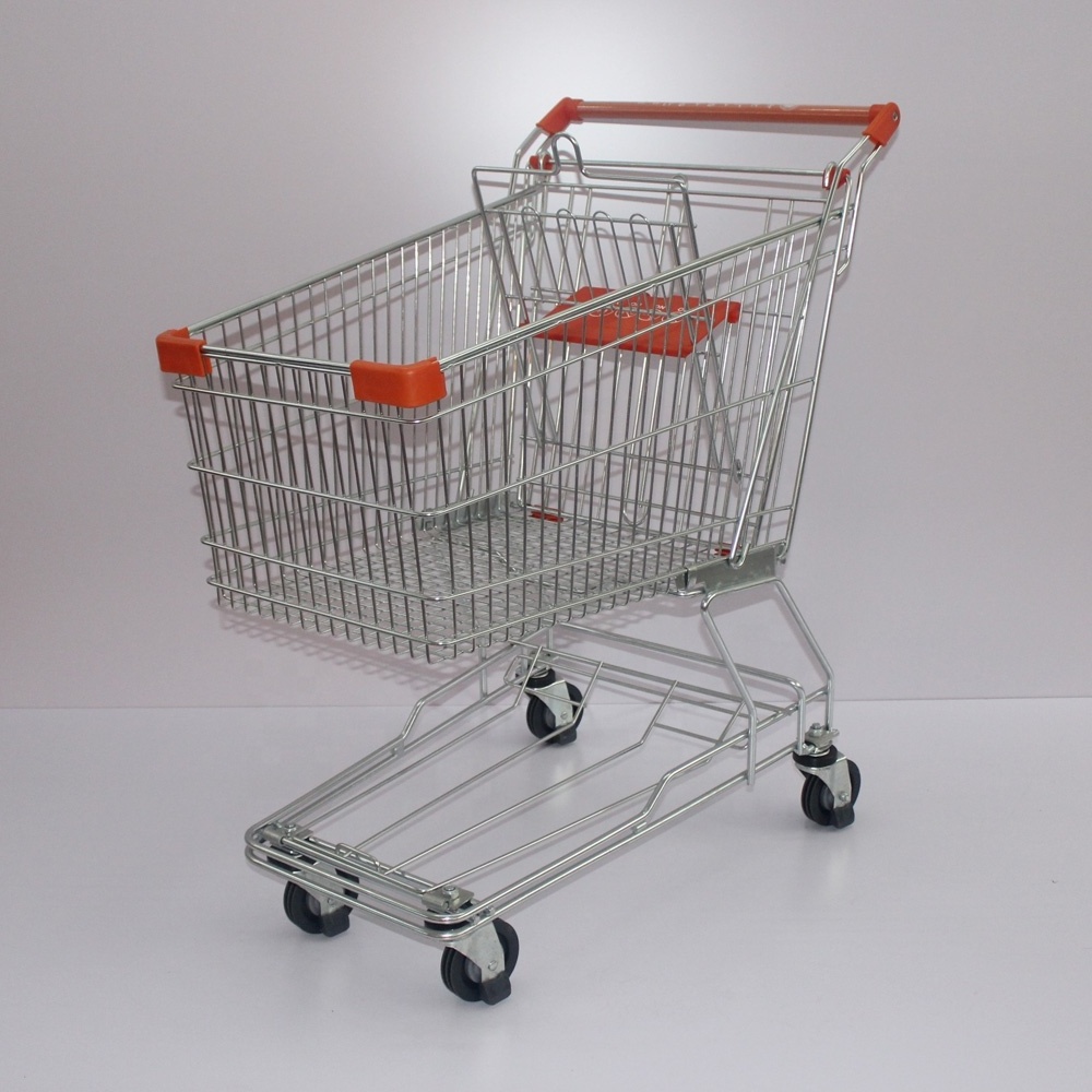 High Quality 125L Grocery Store Supermarket Asian Metal Trolleys Carts