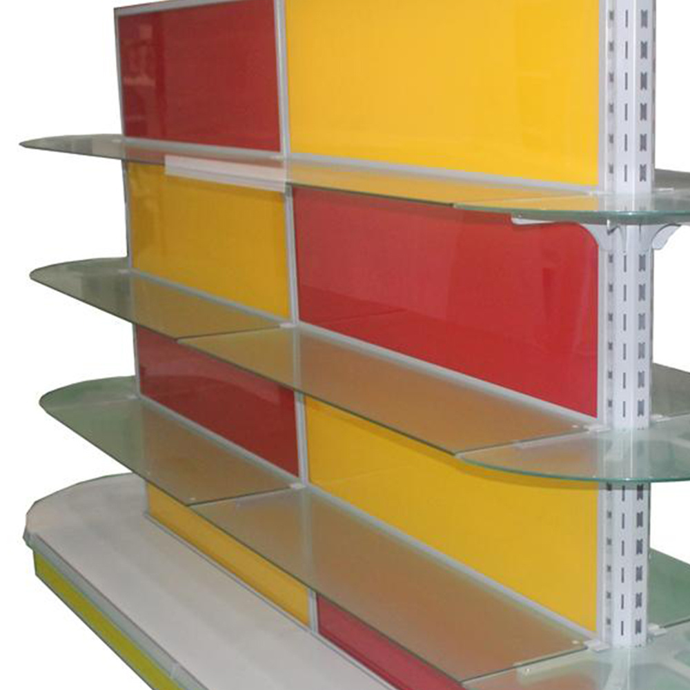 Red Yellow Super Market Racks Supermarket Shelves 4 Layers Supermarket Gondola Shelving For Display Rack