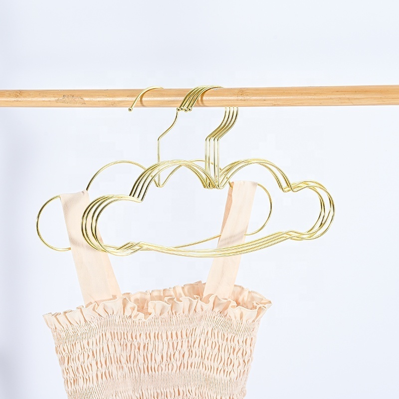 Cute Cloud Shape Design Gold Clothes Hangers Metal Wire Infant Child Baby Kids Hanger