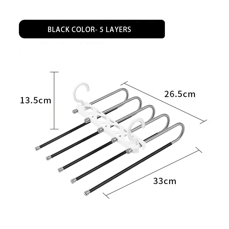 5 Layers Magic Pants Hanger Rack Slack Trousers Hanger Space Saving Non-Slip Closet Storage Organizer for Skirts Jeans Trousers