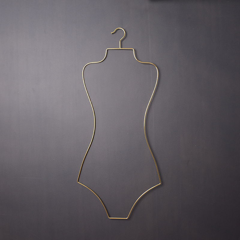 Beishite Customized Full Body Shape Bikini Hanger Swimsuit Rosy Gold Wire Swimwear Display Hanger for Dress Bikini Lingerie Shop