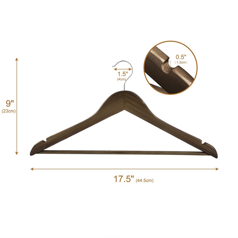 Hangers in Natural,White,Black,Cherry,Antique Color,Suit Clothes Hanger with Non Slip Pants Bar