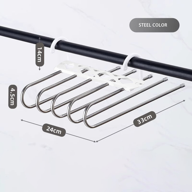 5 Layers Magic Pants Hanger Rack Slack Trousers Hanger Space Saving Non-Slip Closet Storage Organizer for Skirts Jeans Trousers