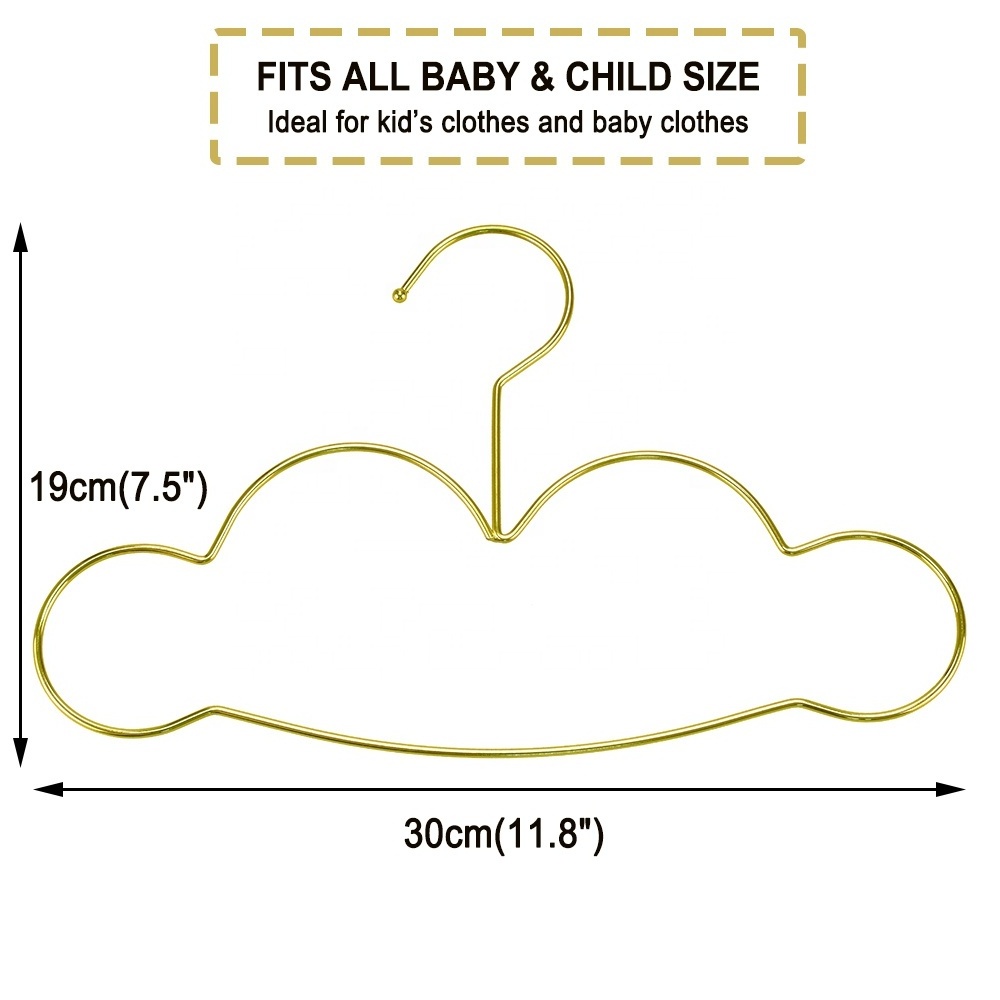 Cute Cloud Shape Design Gold Clothes Hangers Metal Wire Infant Child Baby Kids Hanger