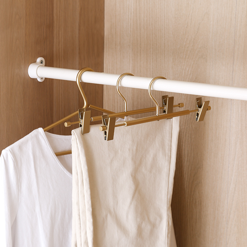 Aluminum alloy clothes hanger golden trousers rack for pants hangers