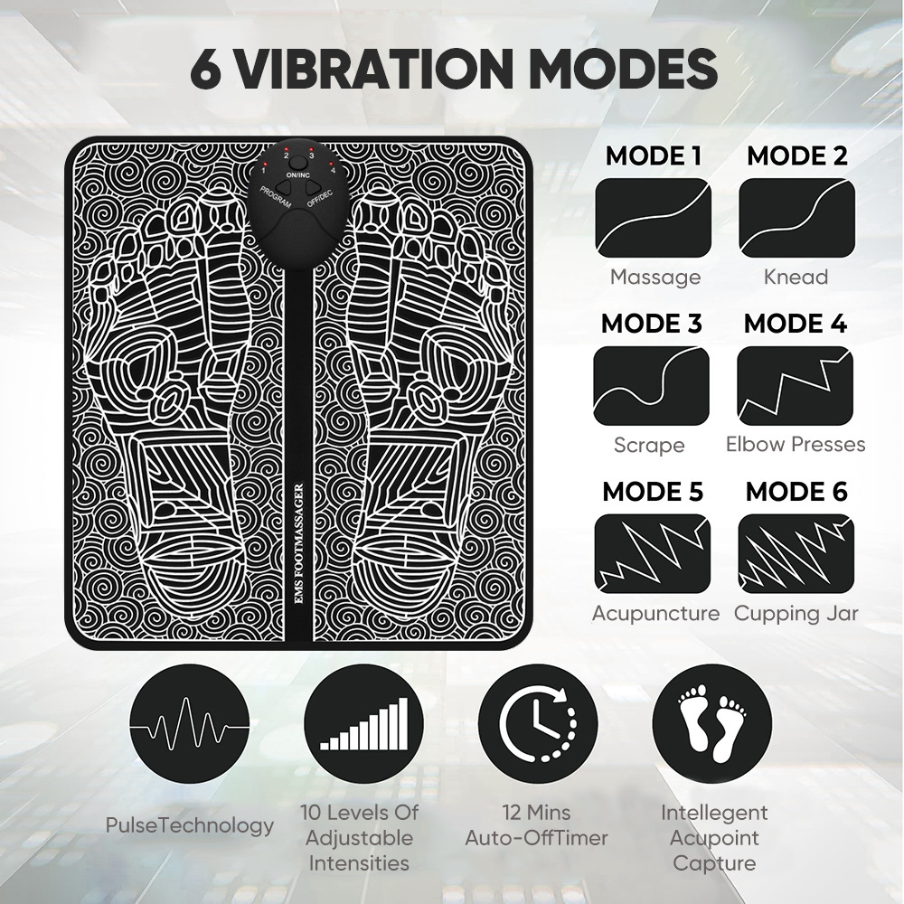 Free Sample Tens Massage Pad Vibrator Feet Leg Muscle Stimulator Massage Mat Pain Relief Muscle Electric Ems Foot Massager