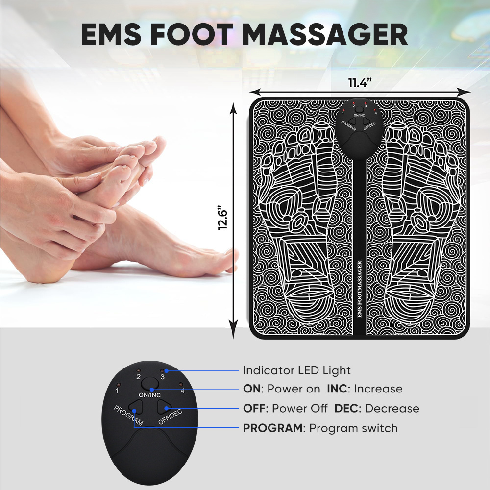 Free Sample Tens Massage Pad Vibrator Feet Leg Muscle Stimulator Massage Mat Pain Relief Muscle Electric Ems Foot Massager