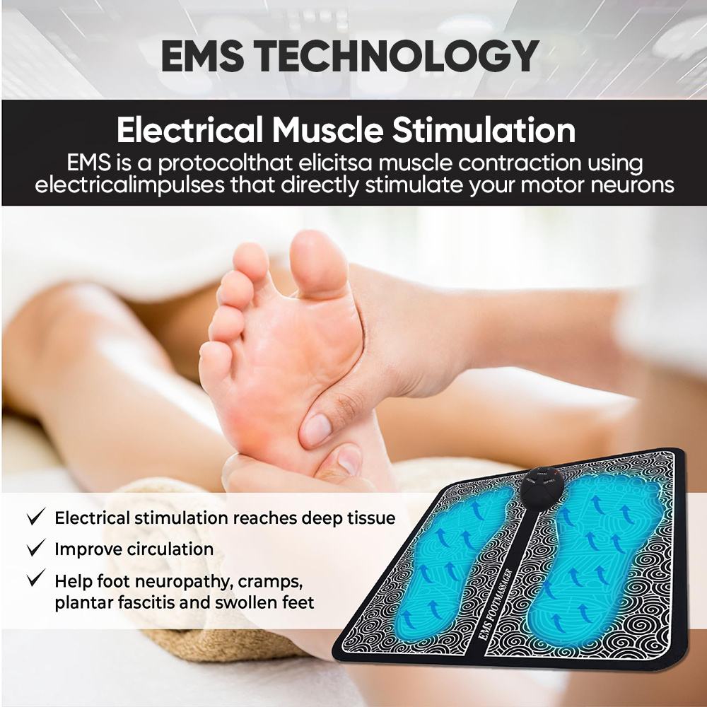 Free Sample Tens Massage Pad Vibrator Feet Leg Muscle Stimulator Massage Mat Pain Relief Muscle Electric Ems Foot Massager