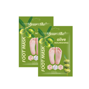 Private Label OEM Dear She Olive Nourishing Foot Mask  Socks For Skin Care Moisturizing Moist Skin Gloves Foot Spa Mask