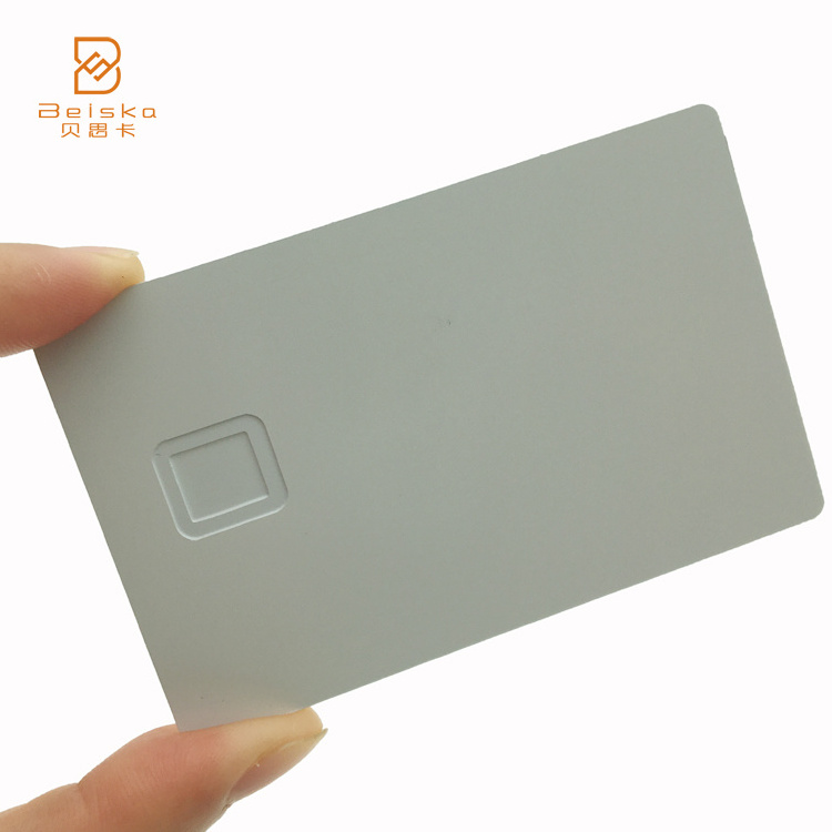 CR80 Contactless Payment Stainless Steel Dual Interface Matt White ATM Custom Blank Metal Credit Card