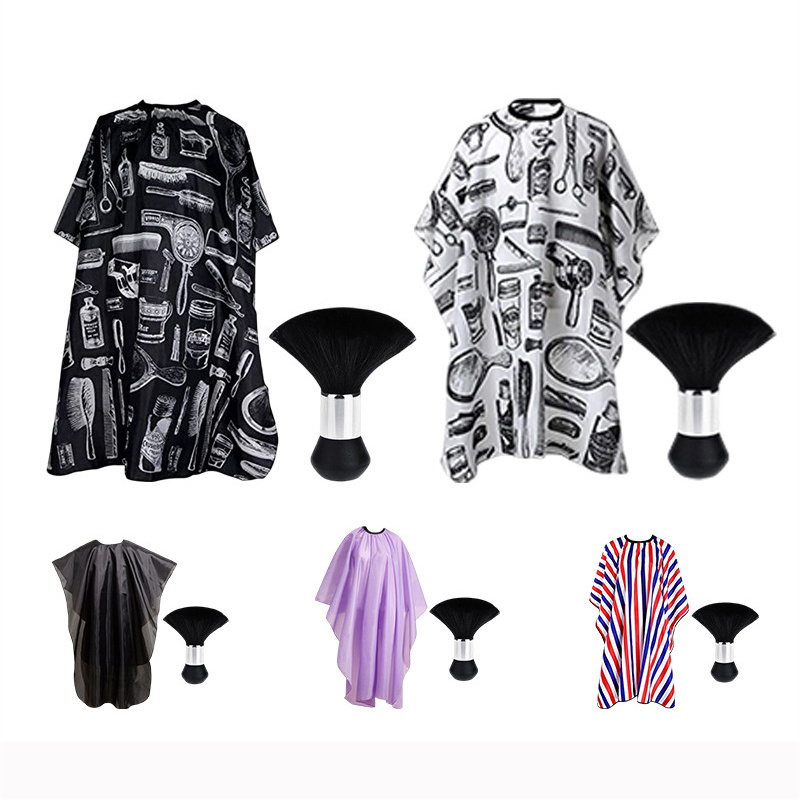 Multiple styles hairdressing salon cape aprons waterproof haircut shawl adults barber cape with neck duster brush