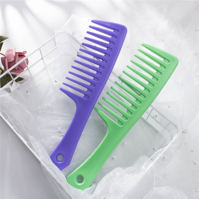 Custom Logo Plastic Hairdressing Comb Flat Wide Tooth Straight Hair Comb Multicolor Antistatic Hair Cutting Styling Comb