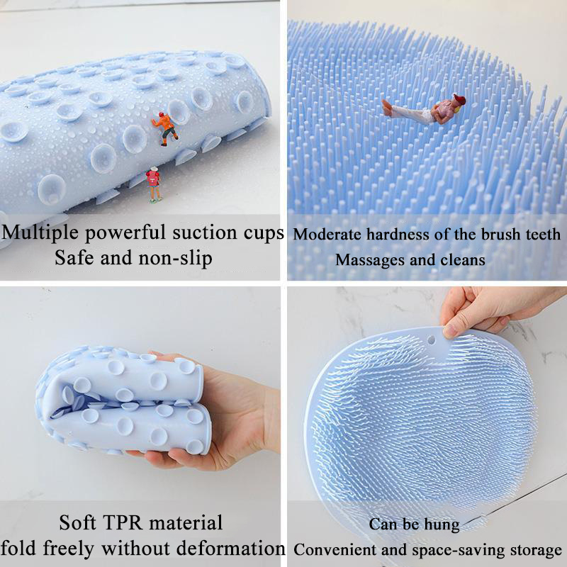 Hot Sale Body Scrubber Efoliating Mat Massage Bath Brush Bathroom Non-slip Foot Shower Mat with Suction Cup