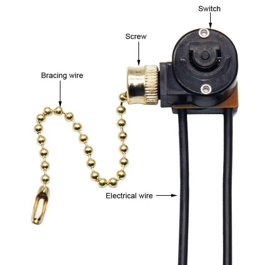 3A Ceiling fan light pull chain switch ZE-109 fan switch On-Off switch with Pull Chain L1 L2 L3