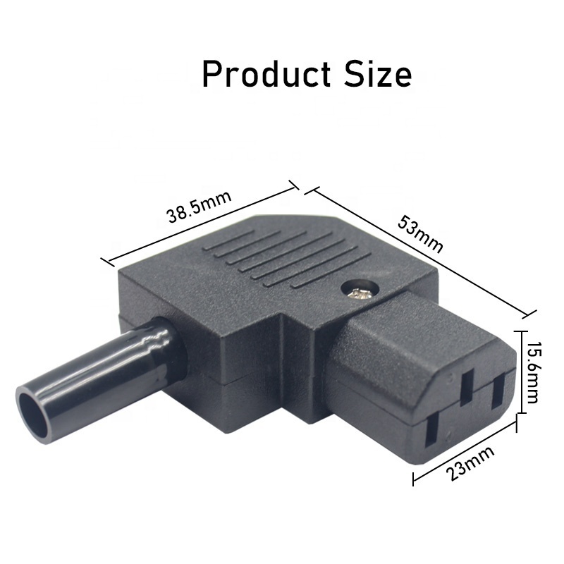 IEC C13 Extension Power Cord Male and Female Industrial Plug Socket right angle 90 degree detachable C13 power socket