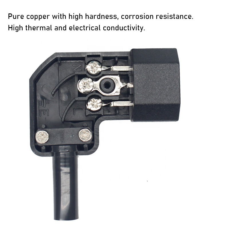 IEC C13 Extension Power Cord Male and Female Industrial Plug Socket right angle 90 degree detachable C13 power socket