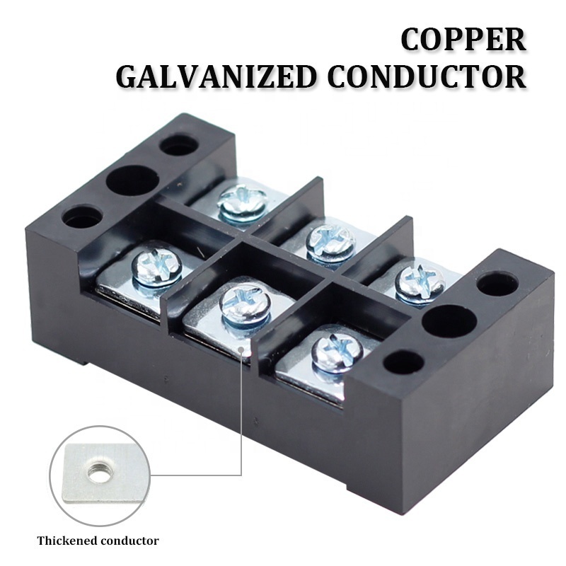 Manufacturer 600V TB series fixed type fence screw terminal 15A 25A 45A double row fixed barrier terminal block