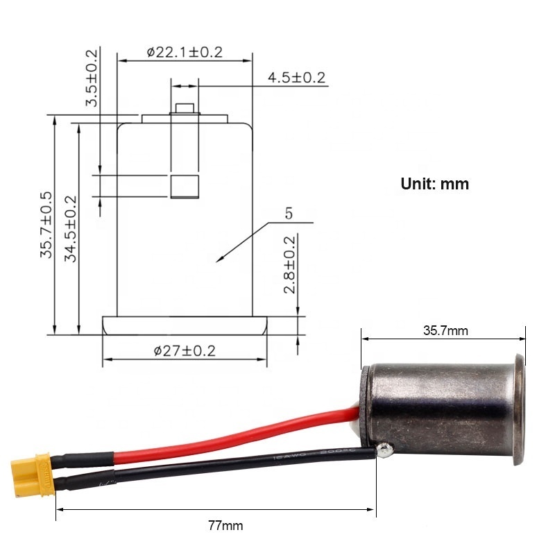 24V Cigar Lighter Socket DC 12V Cigarette Socket for Marine Car with 16awg xt30u terminal