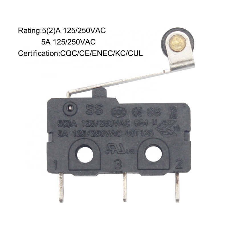 AC 250V 5A SPDT 1NO 1NC Momentary 3Pin SPDT Roller Lever Micro Switches